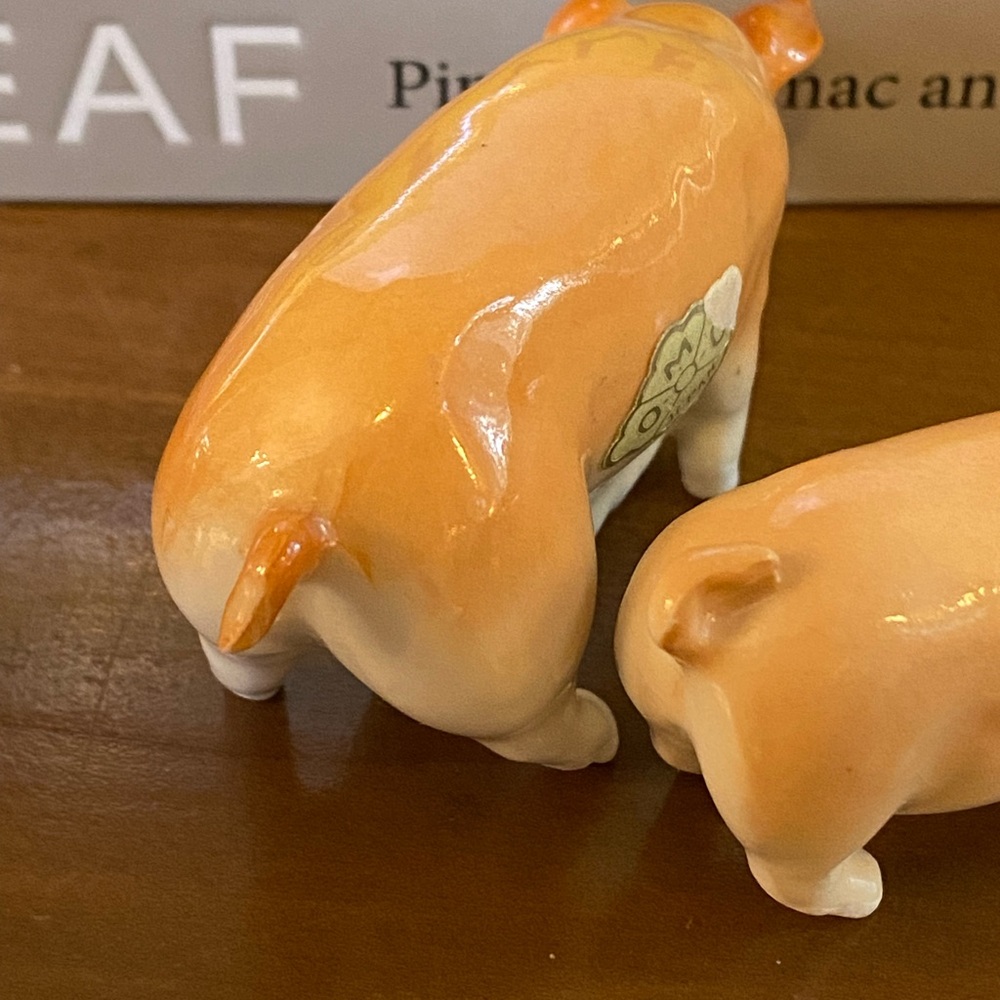Set Of 2 Otagiri OMC Pigs Hogs Swine Mom Baby Japan Miniature Figurines VTG - Picture 7 of 8